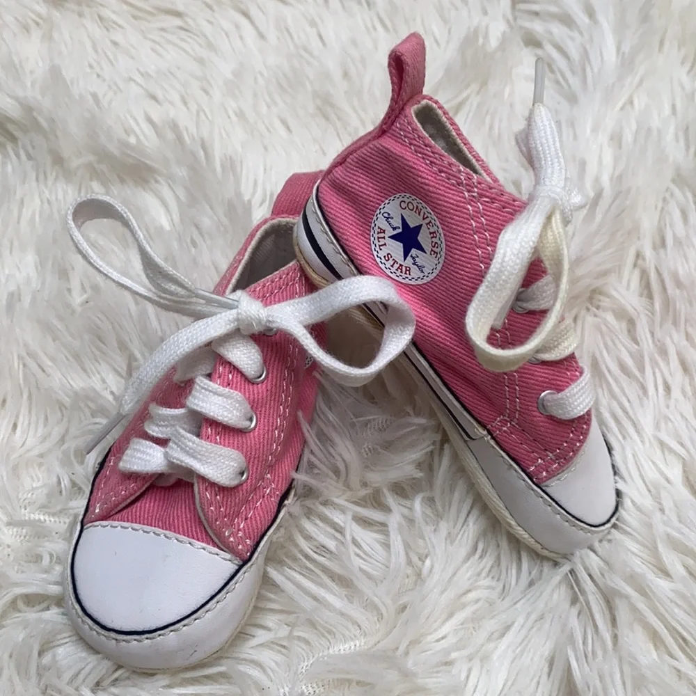 Converse Baby Girl Pink High Top Sneakers Size 2
